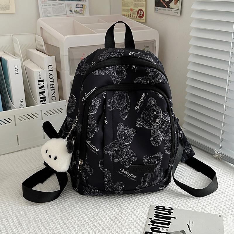School bag cute little backpack girl fashion bear print backpack small leisure travel small school bag student make-up bag