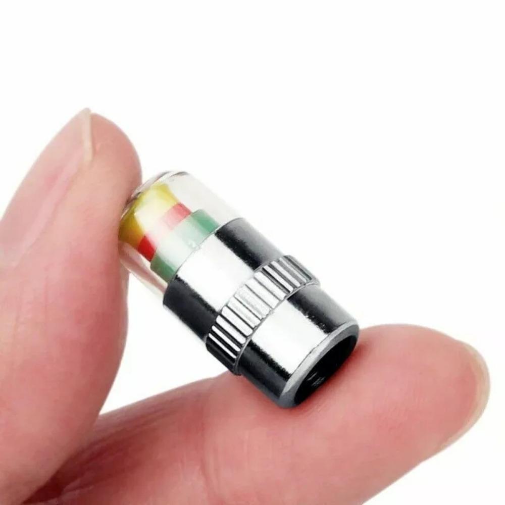 4pc Car Tire Pressure Test Cap High Precision Copper Core Auto Monitor 3 Color Eye Tire Pressure Indicator Valve Automobile Part
