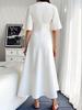 2026 French Casual Solid Color Holiday Dress - Women's Long & Short Sleeve Spring/Summer