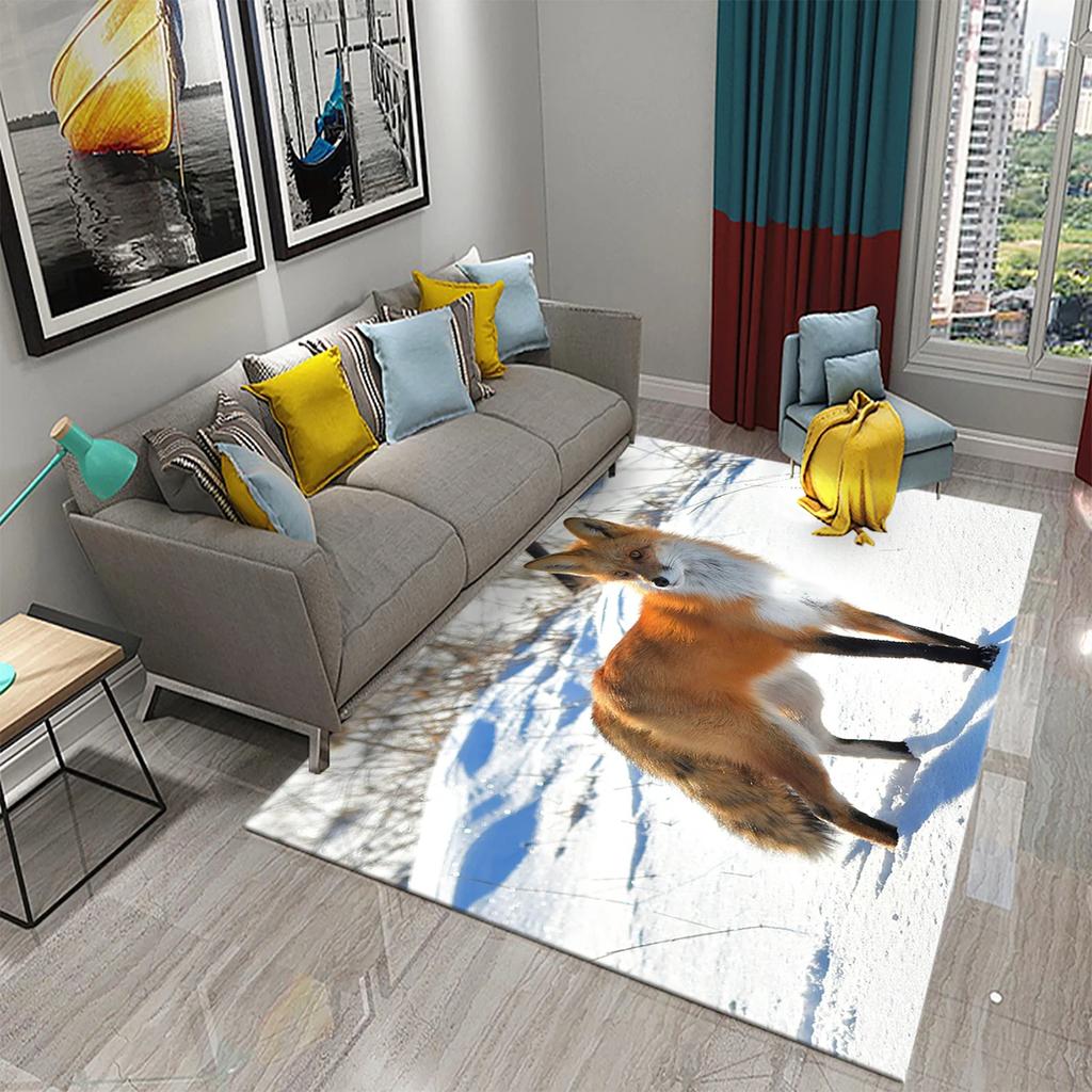 3D Lovely Fox Carpets Cute Wild Animals Mat for Living Room Bedroom Kitchen Area Rug Child Home Decor Carpet Kids Room Play Mat