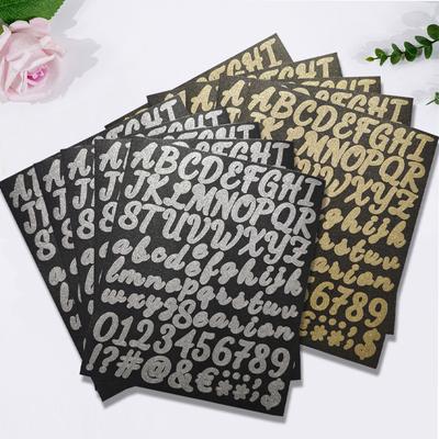 10 Sheets Glitter Letter Stickers Alphabet Number Stickers Waterproof Decals Gold Silver Glitter Letter Decals