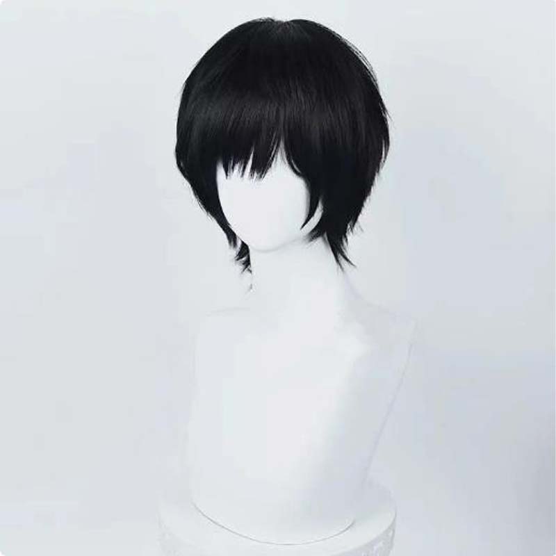 Anime Yoshida Hirofumi Cosplay Pruik 35cm Kort Zwart Hittebestendig Synthetisch Haar Man Feest Pruiken