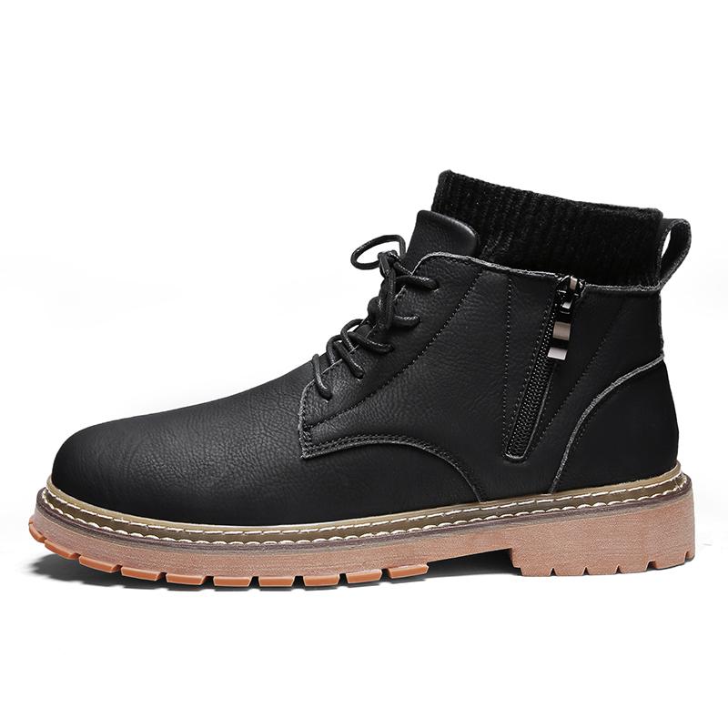 Internetově populární boty Martin pro muže, vysoké ponožkové boty, boty s bočním zipem, pánské polokozačky v britském stylu, pracovní krátké boty