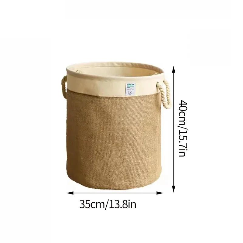 Foldable Laundry Basket Cotton Linen Clothes Toy Storage Basket Laundry Baskets with Handle Home Dirty Clothes Organizers