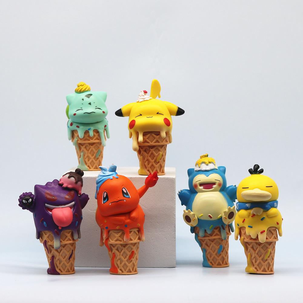6 Flavor Ice Cream Cones: COS Series Hand-Painted Figuries Featuring Pikachu, Bulbasaur & Psyduck