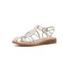 Retro woven hollow Roman sandals women's flat-soled transparent bag head sandals 2025 summer new leather soft sole