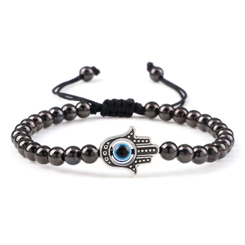 Women s Simple Fashion Bracelet: 5mm Copper Beads with Evil Eye Spacer Silver Copper Beads