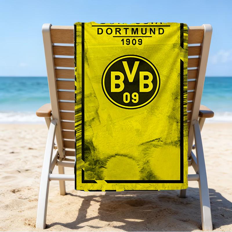 Bvb Soccer Ball Design Printed Beach Towel, Super Soft Microfiber, Perfect Gift Birthday, for Pool, Beach, Travel, for Family and Friends