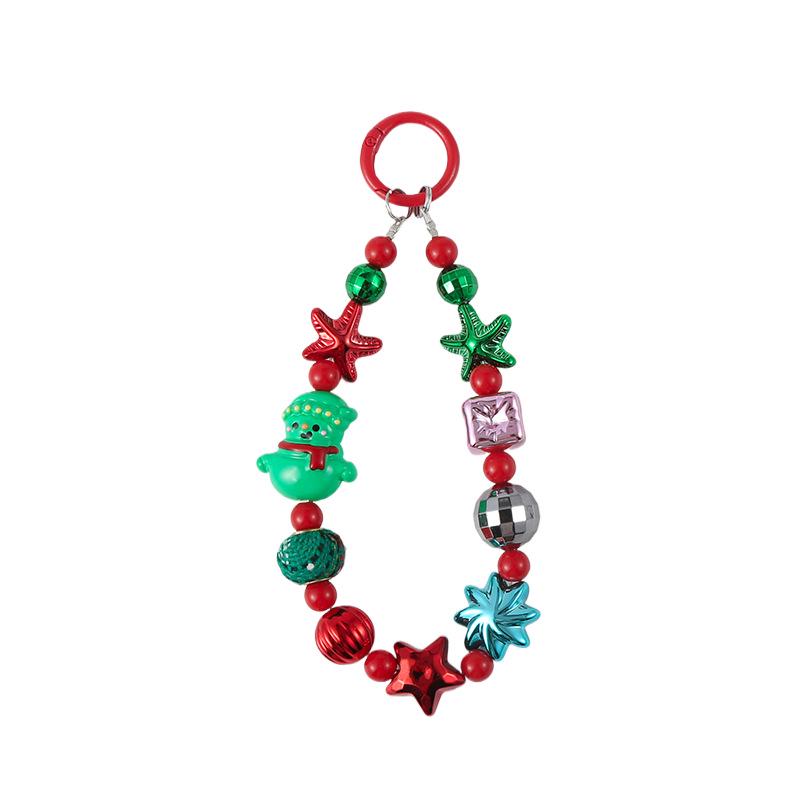 New High-End Christmas Beaded Phone Lanyard with Snowman and Tree Keychain, Festival Hanging Ornament, Bag Pendant
