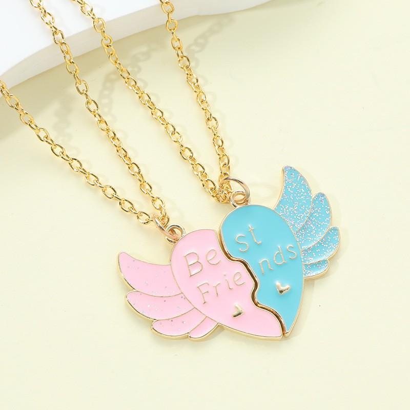 Cross-border New Letters Best Friends Love Stitching Girlfriends Necklace Wing Pendant