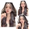Grey gold highlights big wave long curly hair synthetic wig-Lolita long straight hair breathable chemical fiber headgear