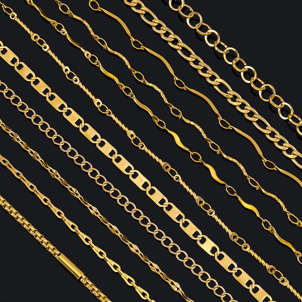 No Fade 1M 2Meter Stainless Steel Gold Plated Lips Chains DIY Chain for Needlework Necklace Bracelet Jewelry Making Accessories