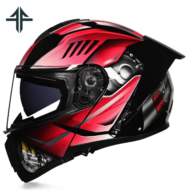 FF Modular Motorcycle Helmet Full Face Flip Up Robot Design Double Visor DOT Approved Motocross Racing Helmet for Men Women