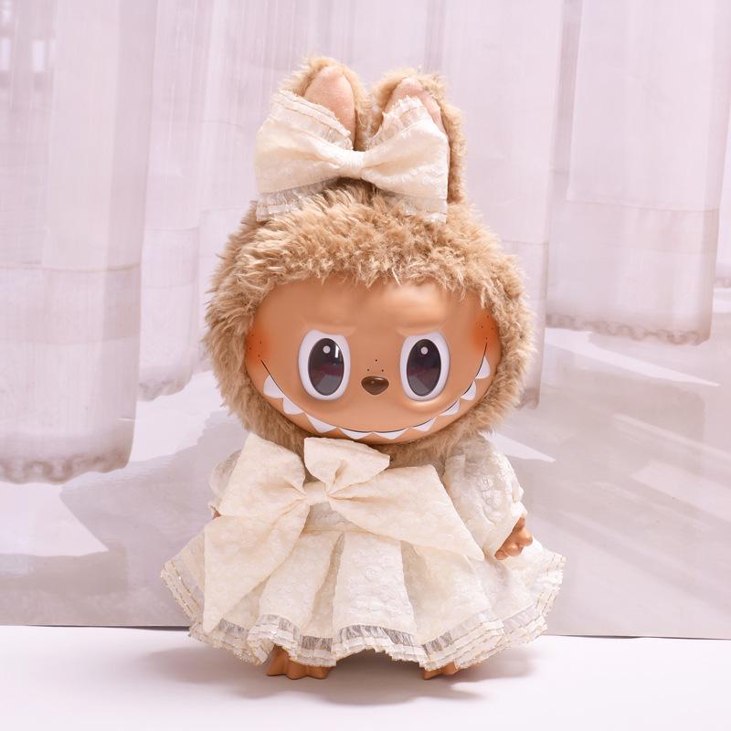 38cm Labubu Plush Doll Casual Outfit Set with Hat (Clothes Only)