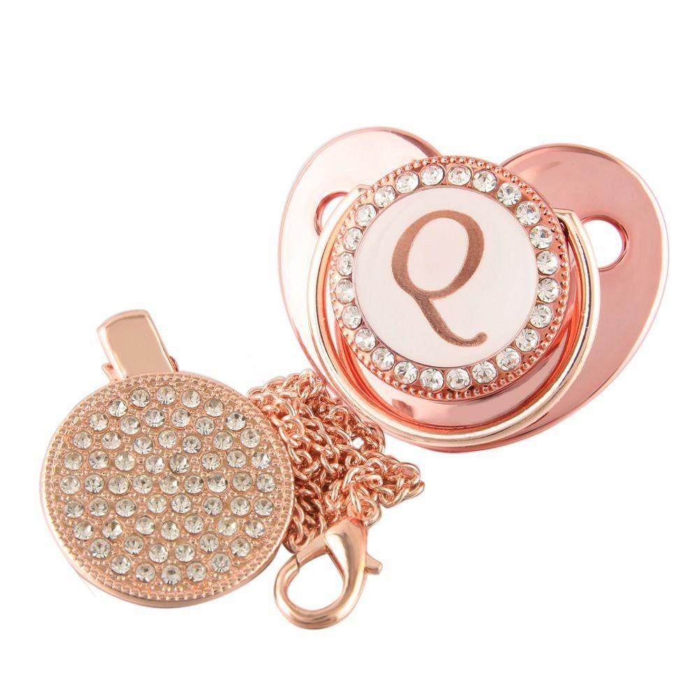 Stunning Crystal Rhinestone Baby Soothers And Pacifier Clips Bpa-free Silicone