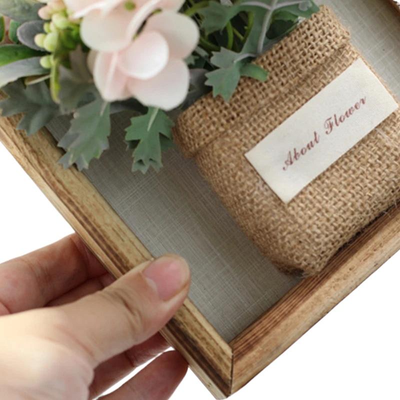 1pz Cornice Portafoto in Legno Decorazione con Fiori Artificiali Forniture per Decorazioni per Feste