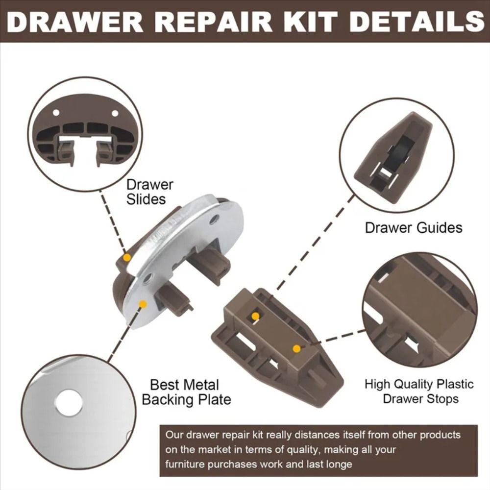 

1 Набір Пластиковий Металевий Аксесуар Напрямна Ковзанка для Шухляди з Роликом Коричневий Комплект Напрямних для Шухляд Універсальна Запасна Частина для Ковзанки Шухляди 40mm