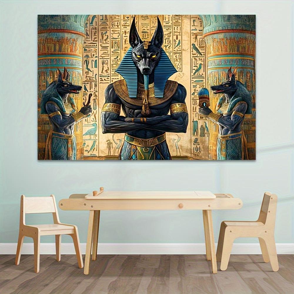Anubis Tapestry 130x150cm Egyptian Wall Hanging with Hieroglyphs Boho Dorm Decor Photo Backdrop