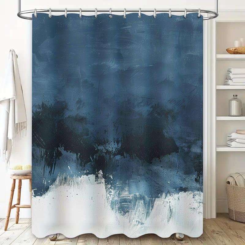 Modern Abstract Blue Shower Curtain Bathroom Decor Waterproof Fabric Available In Different Sizes For Your Space