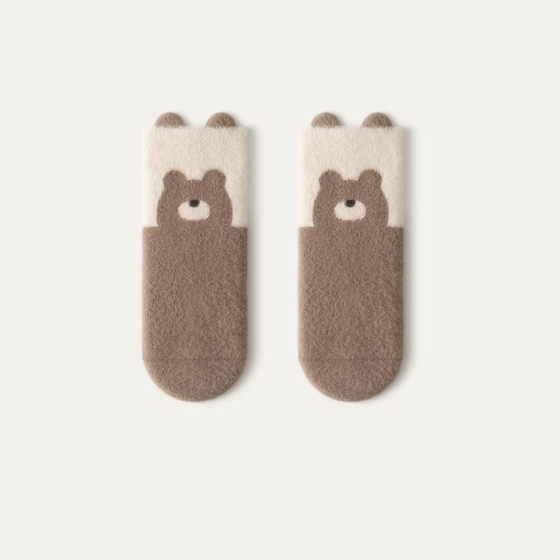 Newborn Plush Sock Winter Warm Kids Middle Tube Socks Thicken Velvet Anti-Cold Baby Footwear Cute Cartoon Children Socks