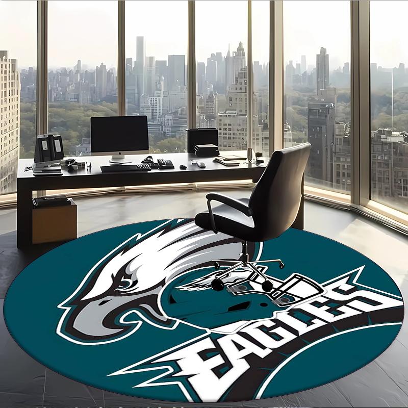 Philadelphia Eagles (1) Round Office Rug Decorative Floor Rug for Office Bedroom Living Room and Home Space
