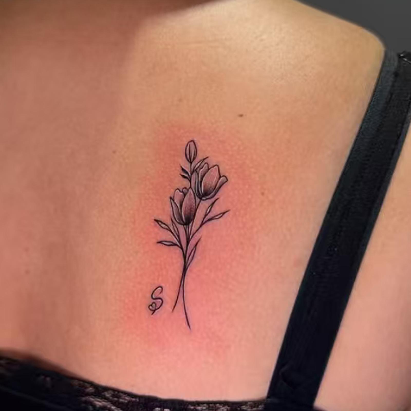 Glow Makeup Unisex High-End Small Fresh And Simple Love Tulip Bouquet Tattoo Sticker