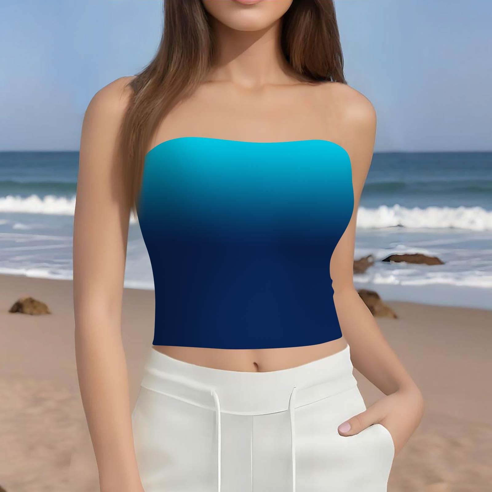 

Кроп-топи для жінок сексуальний камзол майка літній топ-труба без рукавів з принтом майка жилет XL синій