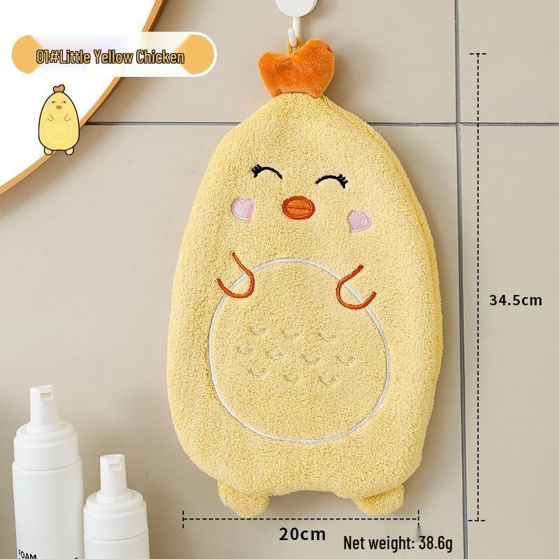 JINGRUIXIANG Cute Cartoon Coral Fleece Absorbent Hand Towel (2-Pack)