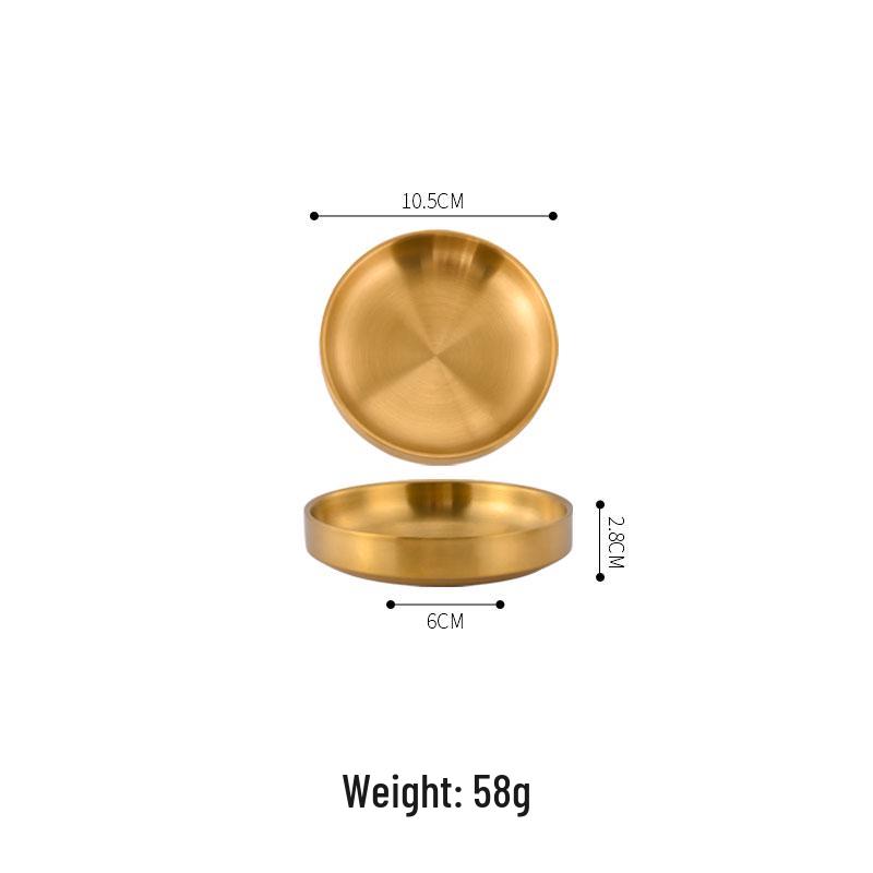 Korean-Style Double Layer Gold Kimchi Dish - Stainless Steel Small Bowl for BBQ, Dipping Sauce, Seasoning.