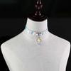 Cross Laser Glow Choker, Gothic Cross Luminous Short Leather Clavicle Necklace