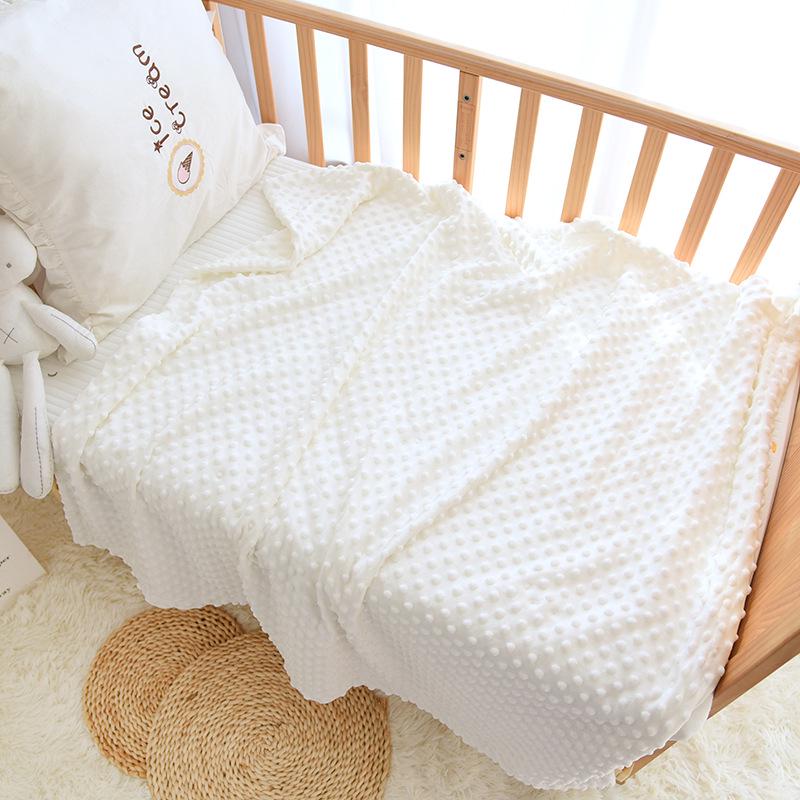 Newborn Mung Bean Velvet Soothing Baby Swaddle Blanket with Double Layer Edging and Bubble Press Design