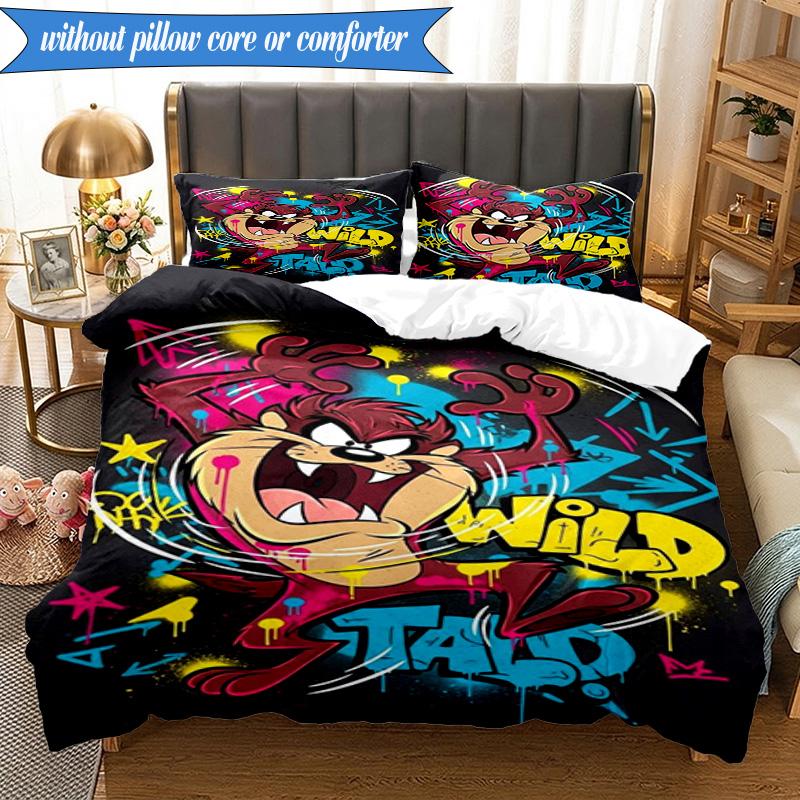3PCS Tazma-nian Artwork Bedding Set,Including 1pc Duvet Cover And 2pcs Pillowcases Perfect for Bedroom, Dormitory, Fan Christmas gift