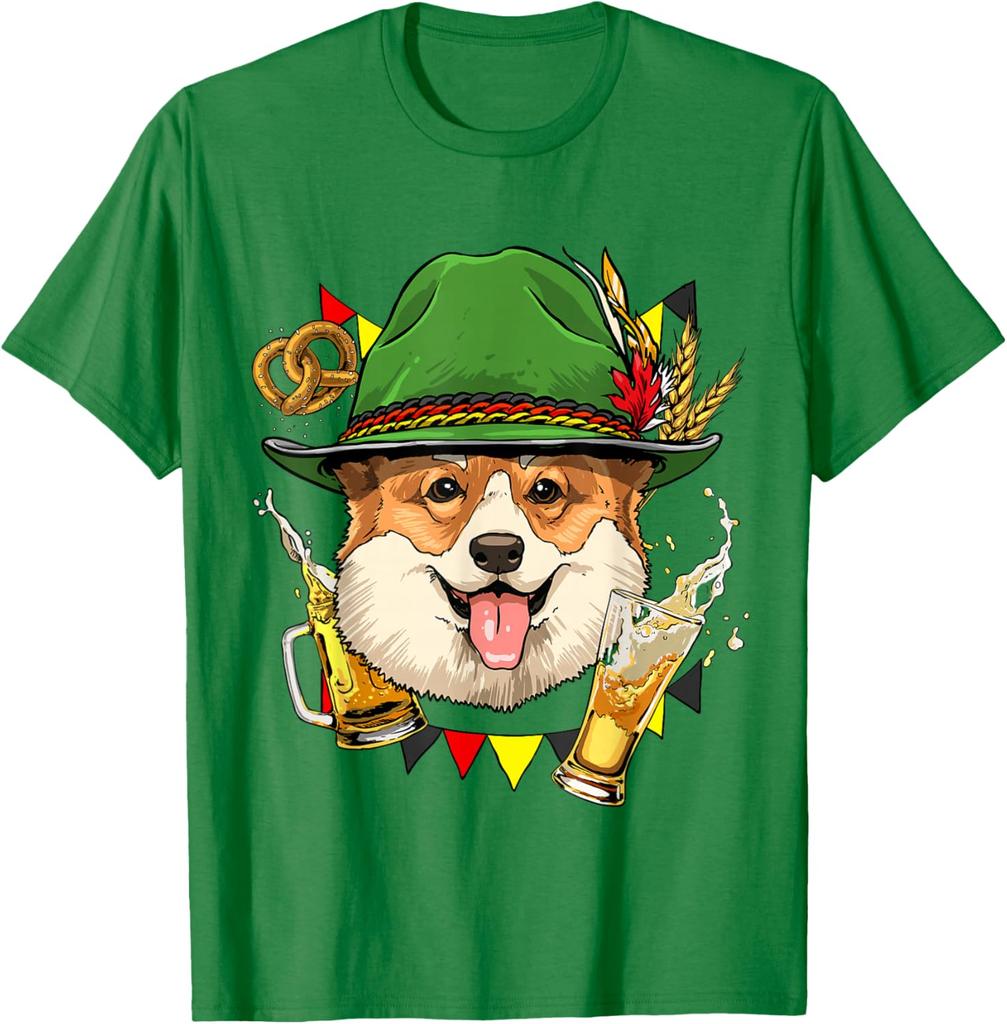 Oktoberfest Corgi Beer Graphic Tee Men's Breathable Cotton T-Shirt Festival