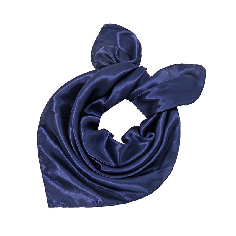 Fashion Satin Silk Square Scarf For Muslim Women Solid Color Soft Bandana Ladies Headband Casual Scarves 60*60Cm