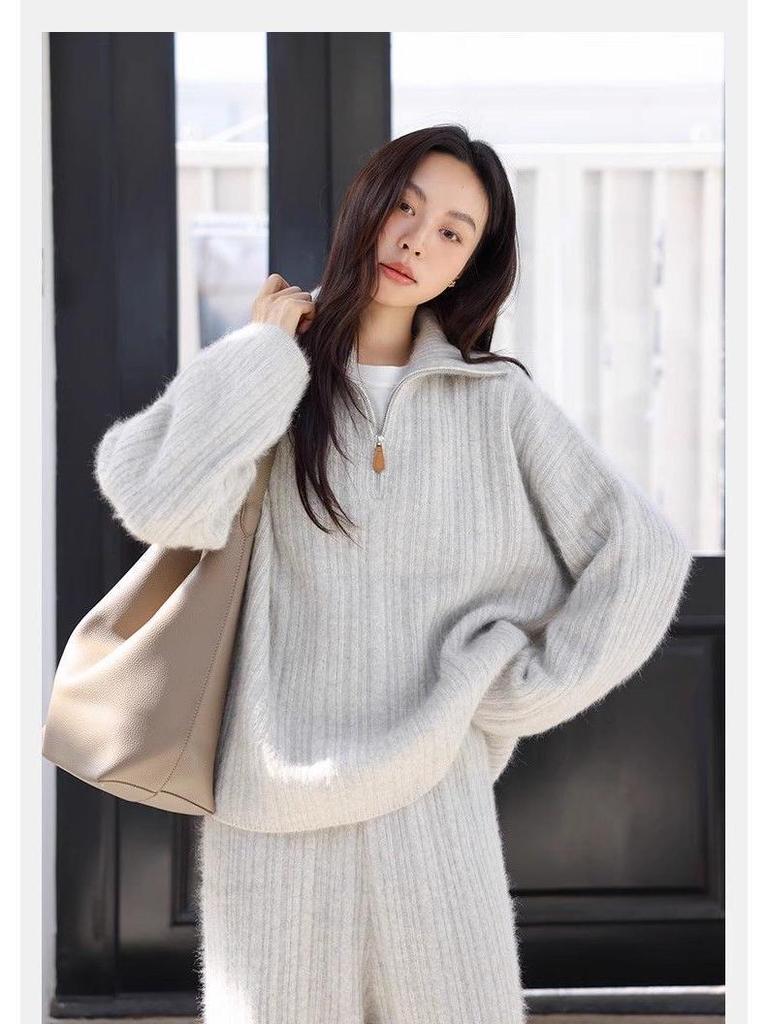 Gemütliches Pullover- & Weitbein-Hosen-Set - Herbst/Winter-Mode