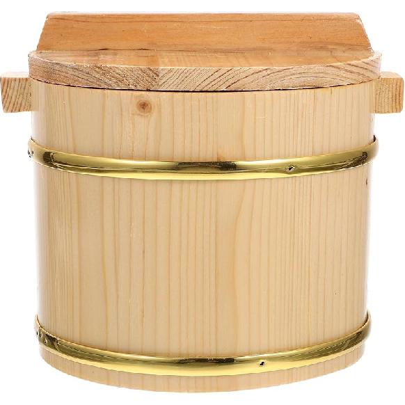 DECHOUS Деревянная миска для риса для суши, Японское деревянное ведро для риса для суши, Ручной работы, Пароварка, Миска для смешивания Hangiri Oke с крышкой