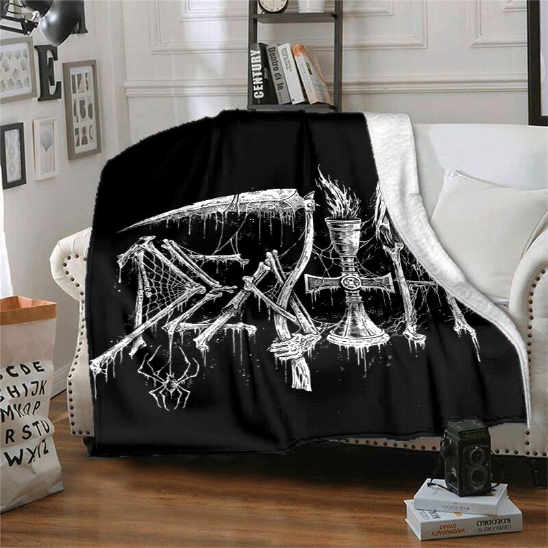 Death Flannel Blanket Soft Warm All-Season Throw, Design for Camping, Car Travel, Hiking Sofa, Bed, Office Perfect Gift for Parties