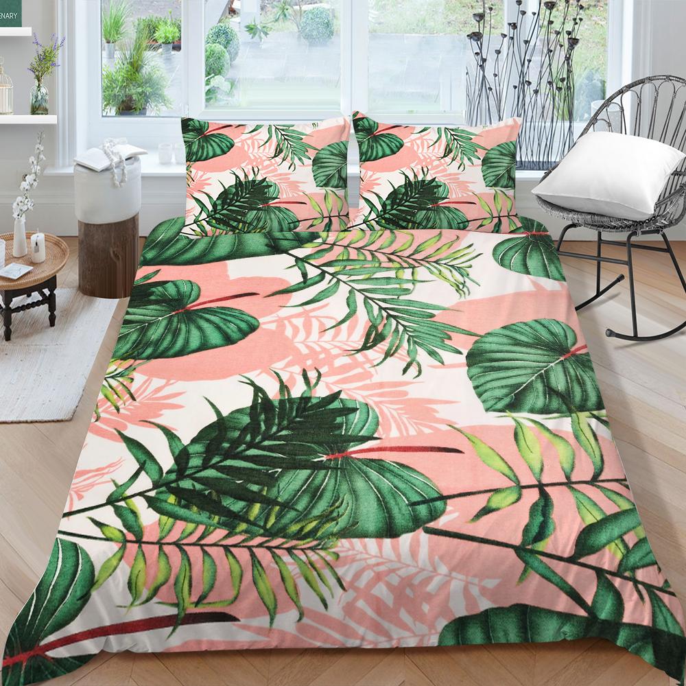 

Комплект постельного белья с 3D листьями и пуховым одеялом и наволочкой из зеленого растения, полноразмерное украшение для дома в Австралии, ЕС, Германии, Великобритании и США Baby 100x135cm