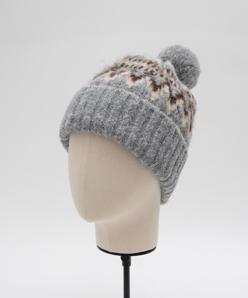 ROLAROLA Pompom Knit Beanie Gray