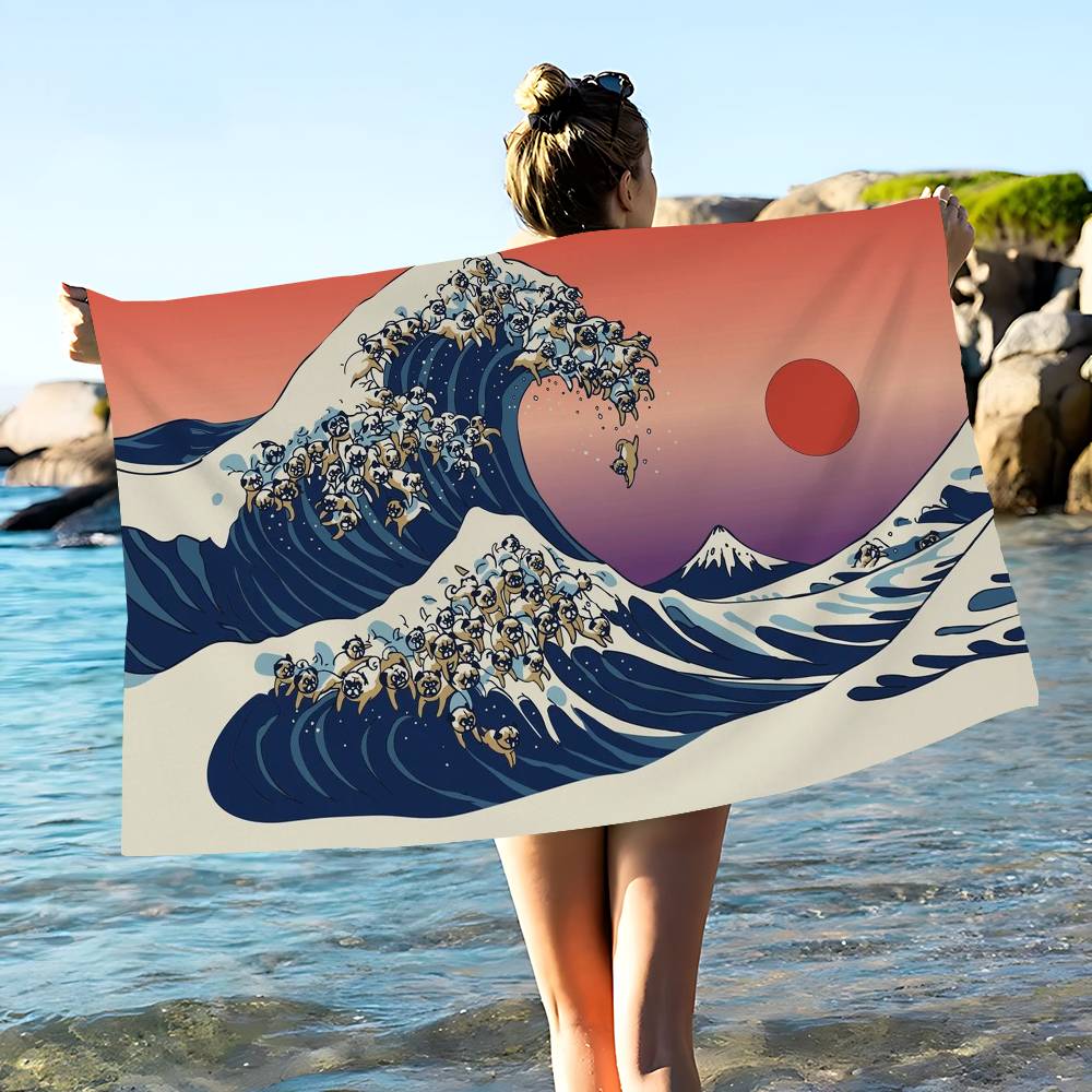 The Great Wave Off Kanagawa Microfiber Beach Towel Absorbent Quick Dry Soft Yoga Swimming Resort Mountain Climbing Towel
