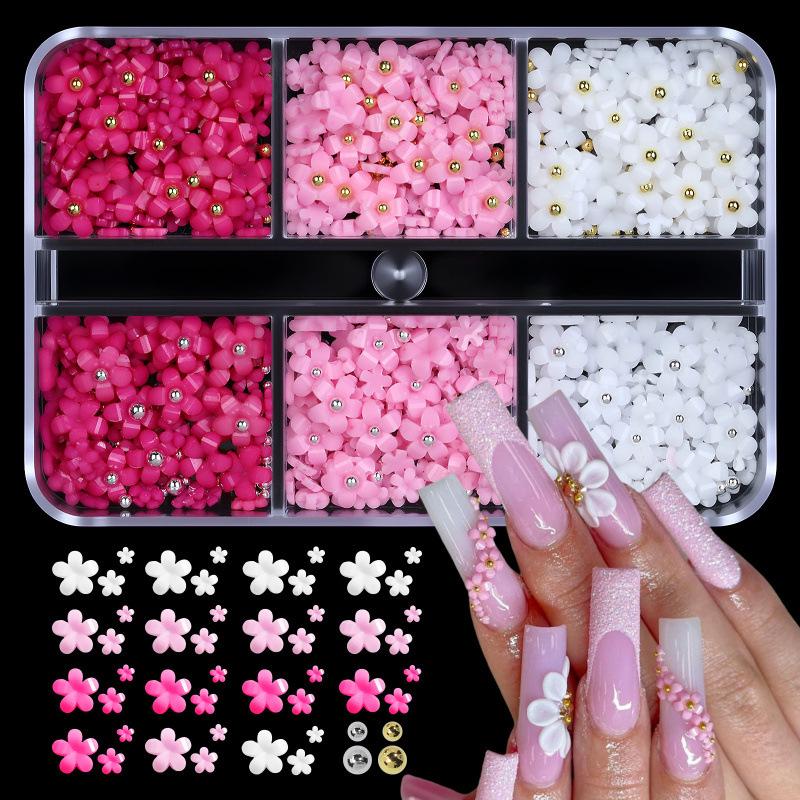 Five-Petal Flower Nail Art Resin Accessories - 6, 12, or 24 Grids