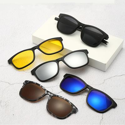 5+1 Clips Polarized Night Vision Magnetic Reading Glasses Square Driver Hanging Neck Magnet Sunglasses Outdoor