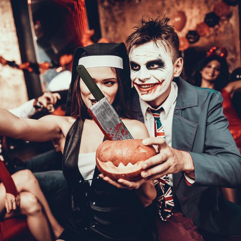 Halloween Decor Props Faked Bloody Sharp Knife Horror Cosplay Plastic Toy Simulation Weapons Fake Kitchen Knife Party Supplies