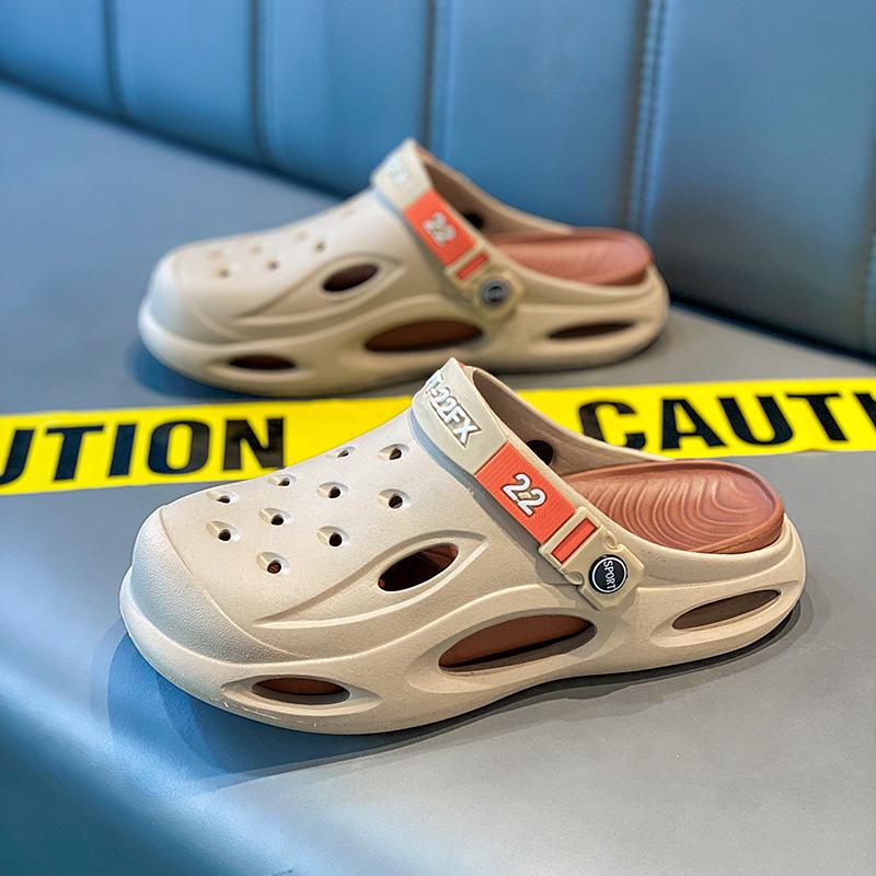 

Сандалии мужские дырчатые туфли легкие дышащие пляжные туфли для вождения повседневные шлепанцы двойного ношения мужские туфли с закрытым носком 45 хаки