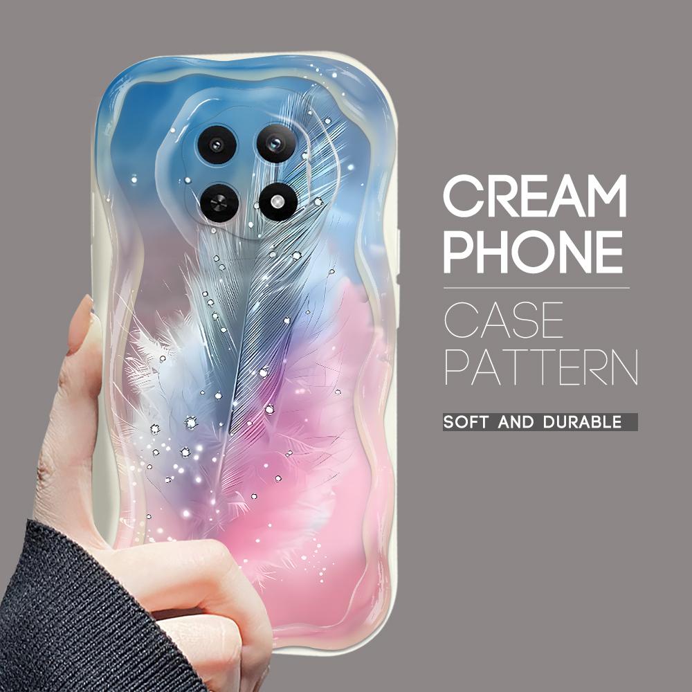 Kreslený vzor krémová textura pouzdro vlnitý okraj měkký silikonový kryt pouzdro na telefon pro OPPO Reno Realme OnePlus Vivo