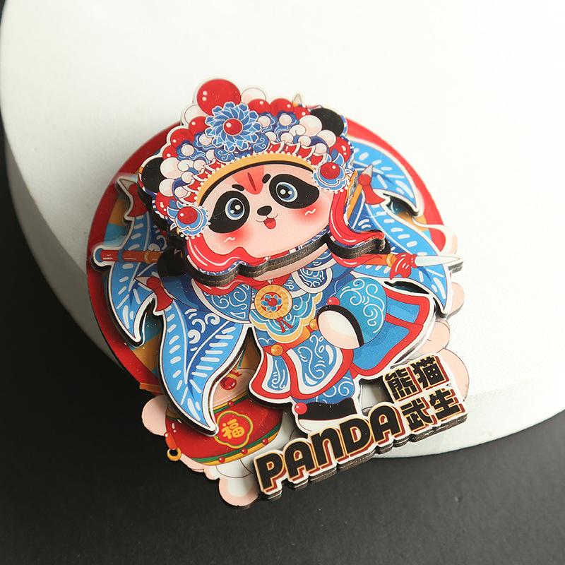 Chinese style Peking Opera Panda refrigerator sticker 3d cartoon Refrigerator Magnet Resin Fridge Magnet for Kitchen Decoration