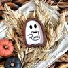Halloween Coffee Ghost Decoration Wooden Ghost Sign Halloween Tabletop Centerpiece for Home Coffee Bar Tiered Tray Fireplace Shelf Table Decor