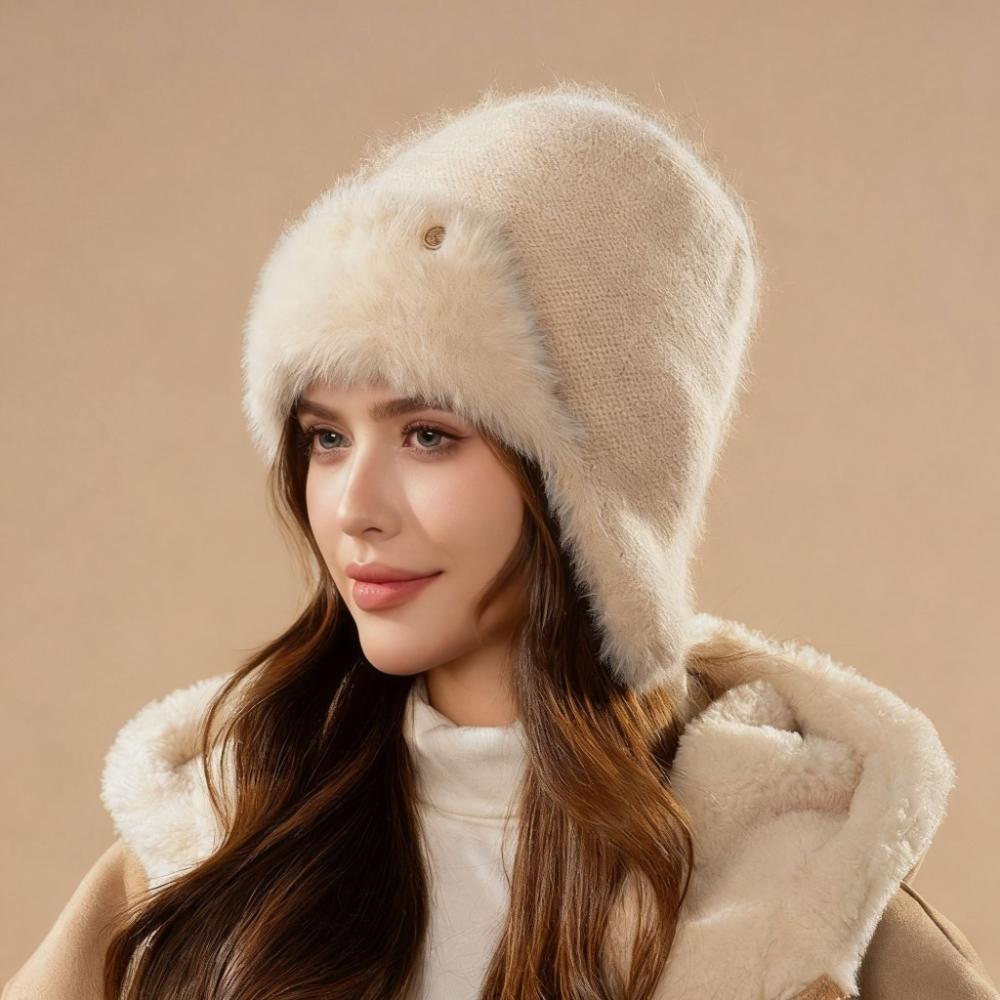 Hat Women's Winter Korean Version Versatile Cute Ears Woolen Hat Fleece Ear Protection Ear Protection Hat Women's 2024 New Warm