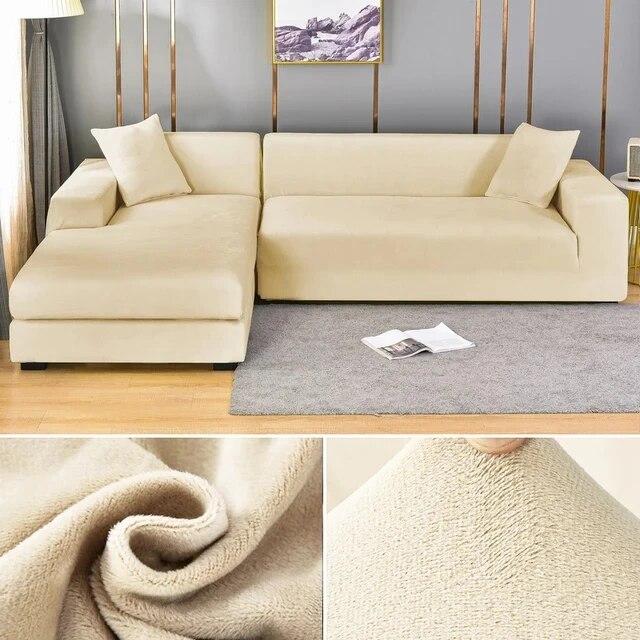 Velvet Sofa Cover Elastic Thick L Shaped Corner Sofa Cover For Living Room 1 /2 /3 /4 Seater Stretch Cover For Sofa Couch Armchair