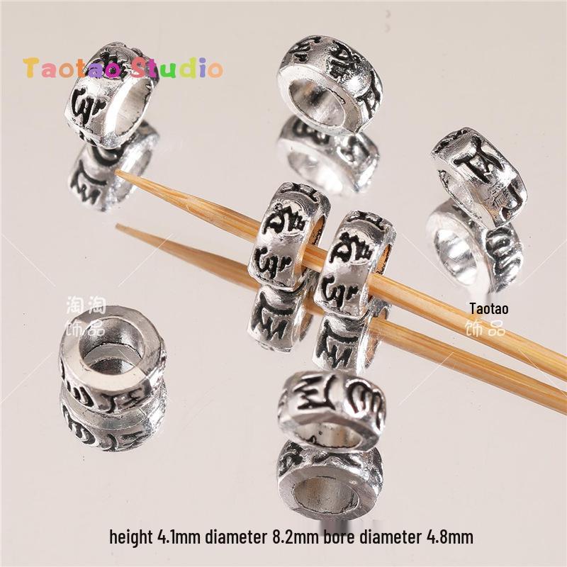 Tibetan Antique Silver Flower Spacer Beads Pendant for DIY Jewelry